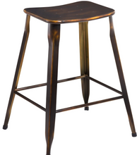 24" Industrial Metal Antique Distressed Copper Slim Counter Bar Stool Set of 4