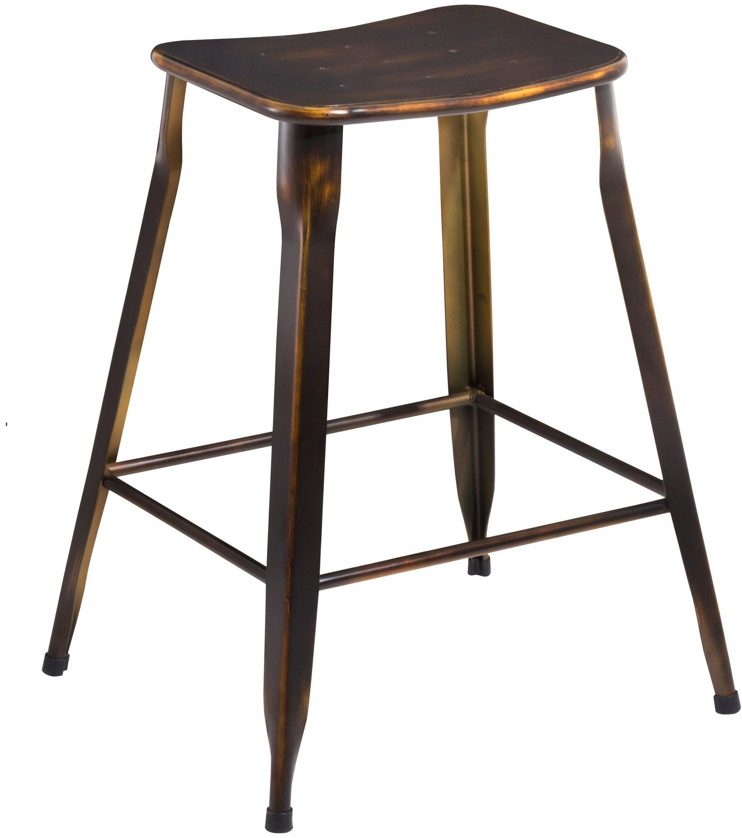 BTExpert 24" Metal Stackable Antique Distressed Copper Slim Backless Counter Bar Stool - 2