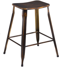 24" Metal Stackable Antique Distressed Copper Slim Backless Counter Bar Stool -2