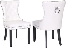 BTEXPERT High-Back White PU Leather Tufted, Solid Wood-Nail Trim, Ring Leisure Side upholstered Dining Accent Chair Set of 2