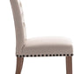 BTExpert Tufted High Back Upholstered Dining Chairs, Solid Wood, Nail Trim, Beige Linen