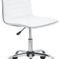 BTEXPERT Swivel Mid Back Armless Ribbed Task Leather Chair, White upholstery and Chrome