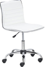 BTEXPERT Swivel Mid Back Armless Ribbed Task Leather Chair, White upholstery and Chrome