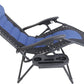 BTEXPERT Oversized Padded Zero Gravity Chair Folding Recliner Case Lounge Outdoor Pool Patio Blue Yard Garden Utility Tray Cup Holder