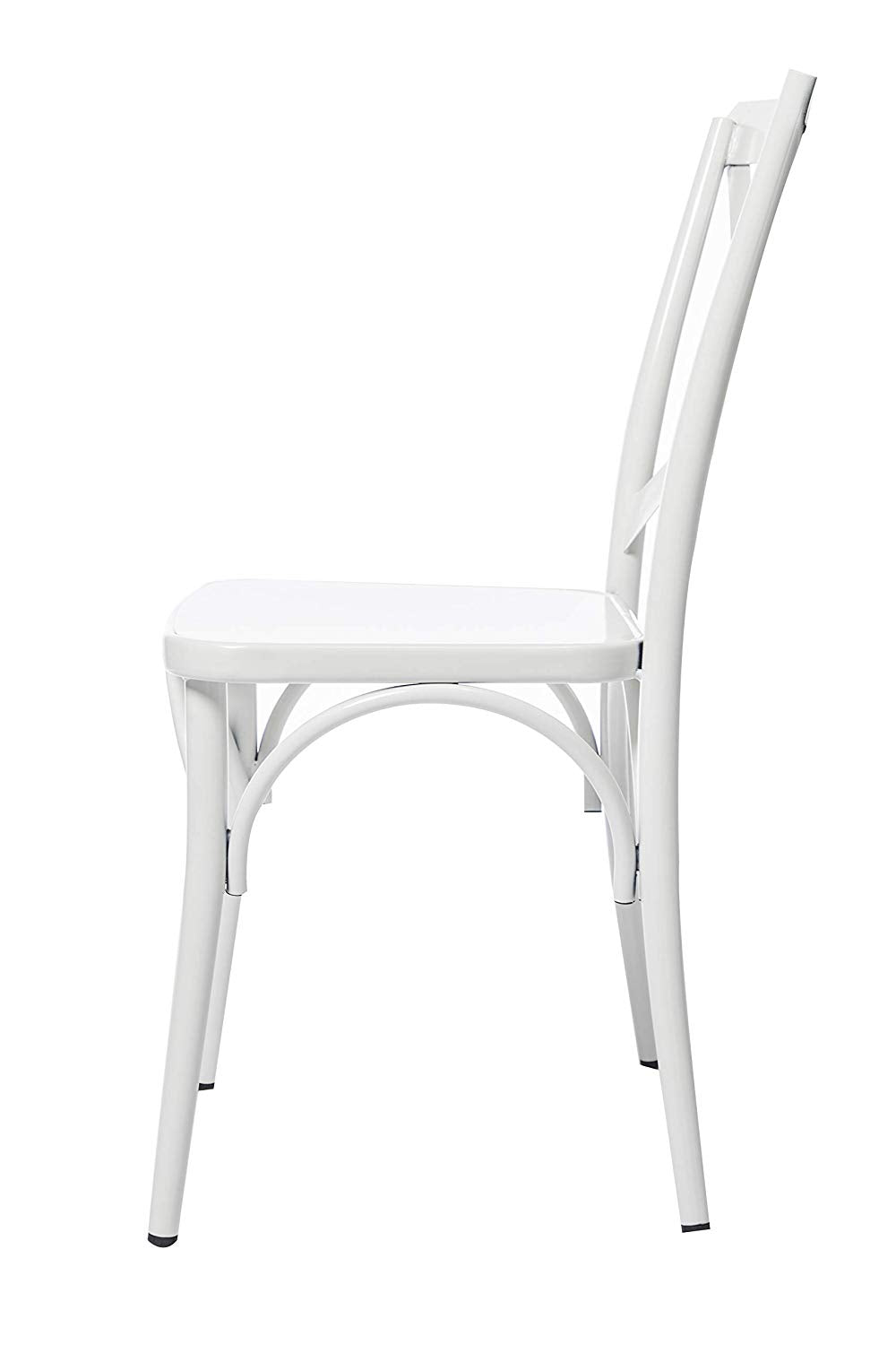 BTExpert White Cross Back Metal Industrial Modern Vintage Farmhouse Dining Chair - Set of 2