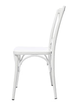 White Cross Back Metal Industrial Modern Vintage Farmhouse Dining Chair, Set of 2