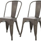 BTExpert Distressed Rustic Metal Stackable Bistro Dining Chairs - Set of 4