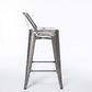BTExpert Industrial 24" Galvanized Metal Counter Stool, Distressed Low Back, Indoor Outdoor