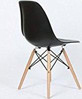 Eiffel Natural Wood Legs Dining Side Chair Black DSW Set of 2