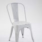 BTExpert Metal White Distressed Chic Indoor Outdoor Stackable Bistro Cafe Dining Side Chairs - Set of 4