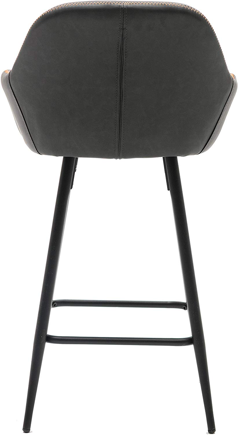 BTExpert Two NEW 25" Counter Height Bucket Upholstered Dark Gray Dining Barstools - Set of 2