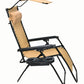 Zero gravity Chair lounge outdoor patio Canopy Sunshade Cup Holder Tan Beige