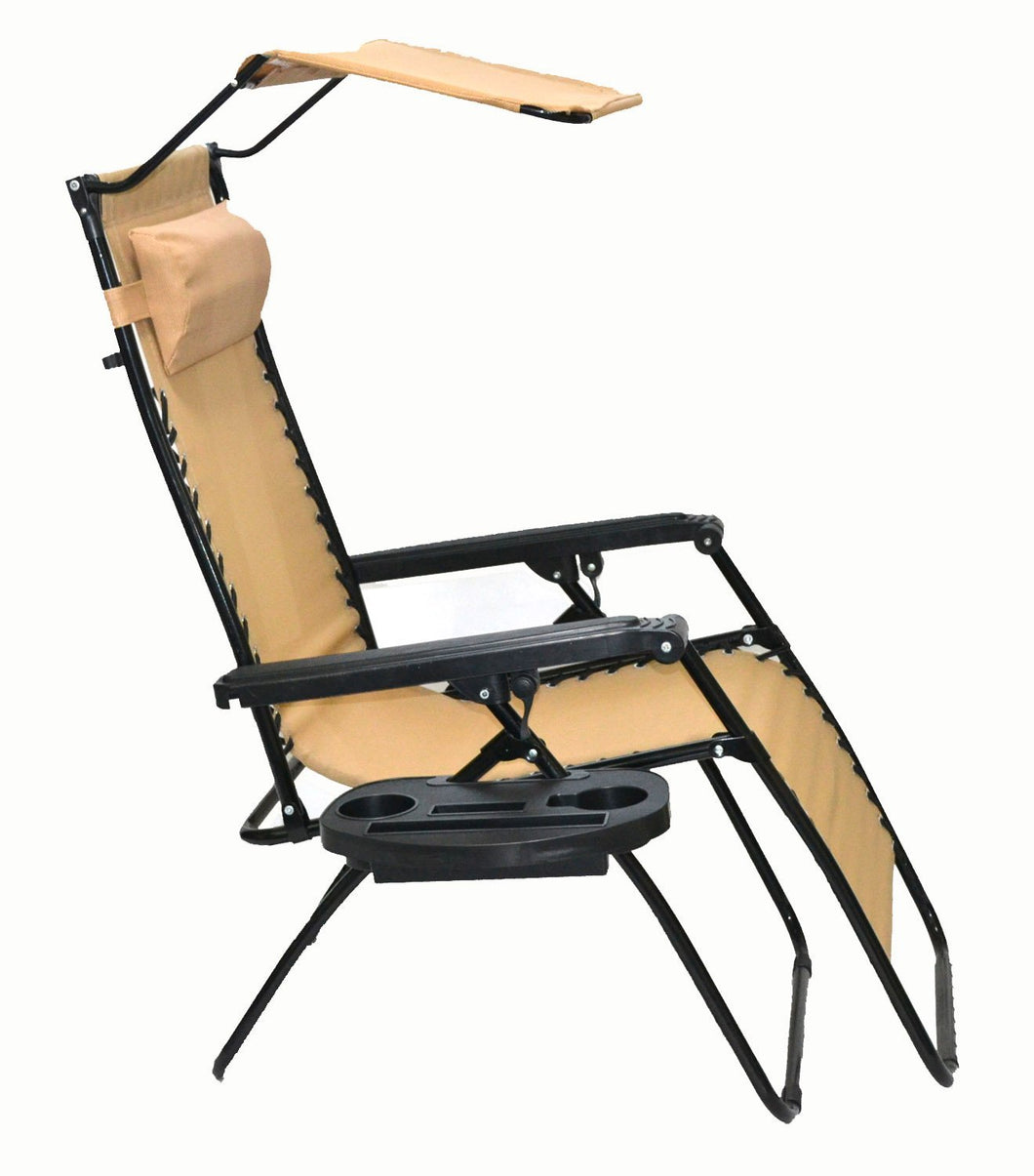 Zero gravity Chair lounge outdoor patio Canopy Sunshade Cup Holder