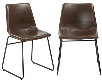 Btexpert Leather Upholstery Dining Chairs, Set of 2, Brown Rustic Style