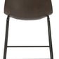 Leather Upholstery Counterheight Stool Chairs, Brown Rustic Style - Set of 2