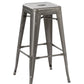 Steel Stackable Industrial Distressed Gunmetal Steel BarStool - Set of 2