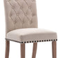 BTExpert Tufted High Back Upholstered Dining Chairs, Solid Wood, Nail Trim, Beige Linen