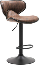 TWO Adjustable Metal upholstered Swivel Vintage Brown Kitchen Dining Bar Counter Stool Chair barstools