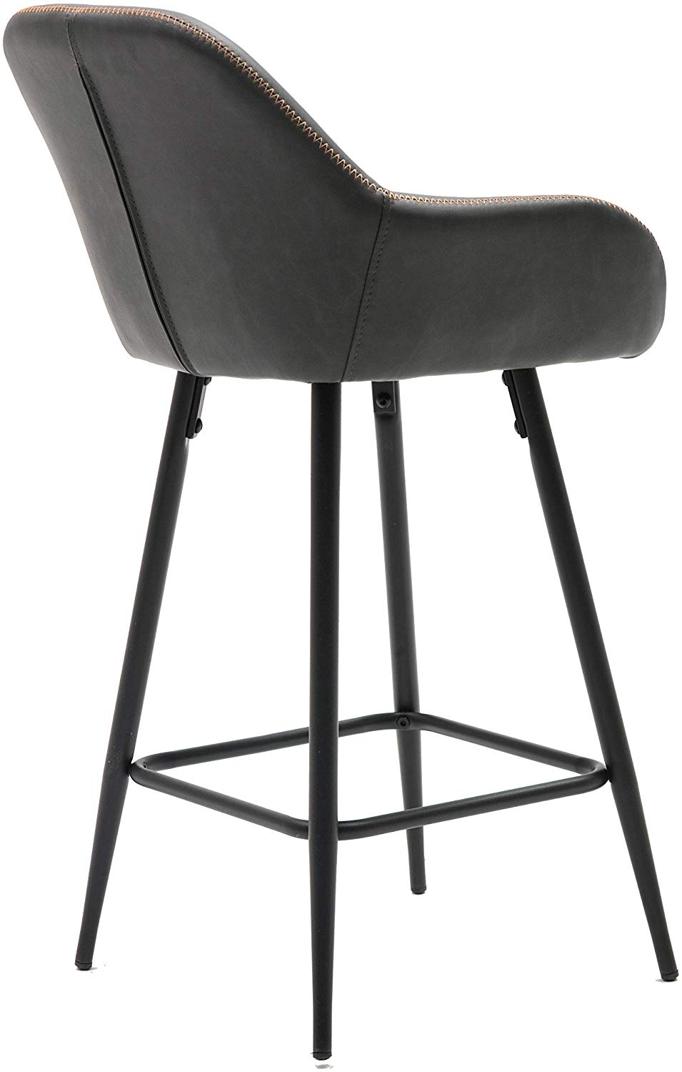 BTExpert Two NEW 25" Counter Height Bucket Upholstered Dark Gray Dining Barstools - Set of 2
