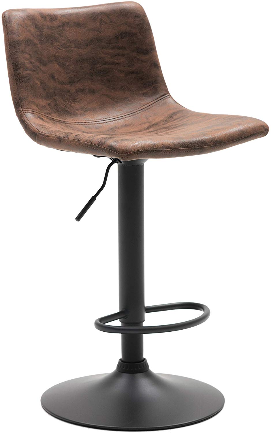 BTExpert Adjustable Metal Upholstered Swivel Vintage Brown Bar Counter Stool Back - Set of 2