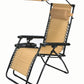 Zero gravity Chair lounge outdoor patio Canopy Sunshade Cup Holder Tan Beige