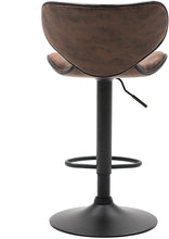 TWO Adjustable Metal upholstered Swivel Vintage Brown Kitchen Dining Bar Counter Stool Chair barstools