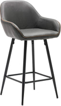 Two NEW - Counter Height Barstools 25 inch Bucket Upholstered Dark Gray Accent Dining Bar Chair Set of 2