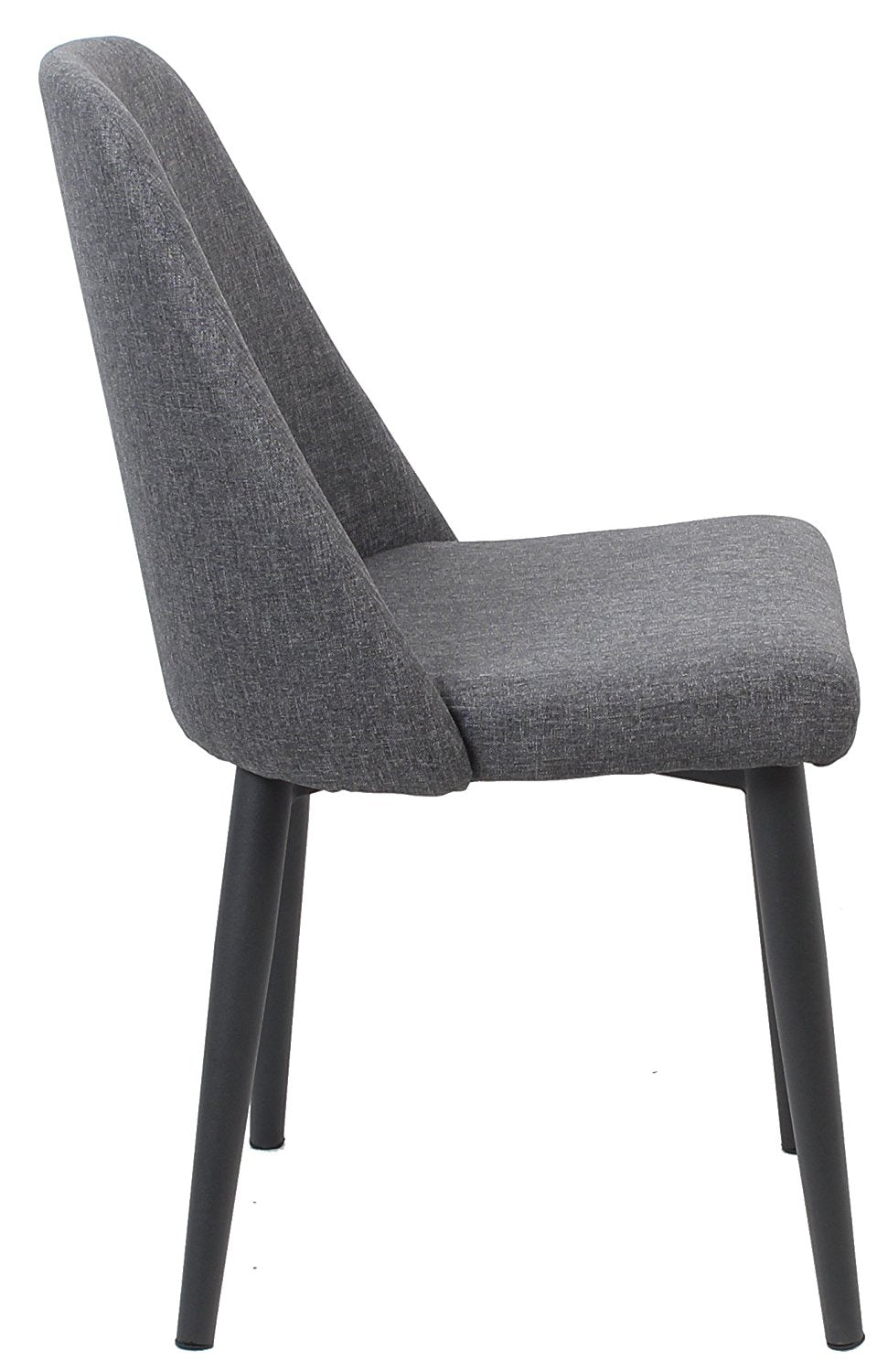 BTExpert Nuha Dining Chairs, Gray upholstery, Dark Metal Legs - Set of 2