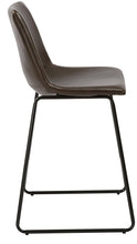 Leather Upholstery Counterheight Stool Chairs, Set of 2, Brown Rustic Style