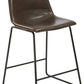 Leather Upholstery Counterheight Stool Chairs, Brown Rustic Style - Set of 2
