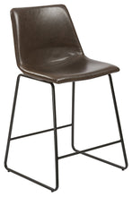 Leather Upholstery Counterheight Stool Chairs, Set of 2, Brown Rustic Style
