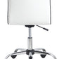 BTEXPERT Swivel Mid Back Armless Ribbed Task Leather Chair, White upholstery and Chrome