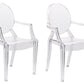 Transparent Crystal Accent Dining arms Chair Clear (set of two)