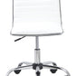 BTEXPERT Swivel Mid Back Armless Ribbed Task Leather Chair, White upholstery and Chrome