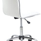BTEXPERT Swivel Mid Back Armless Ribbed Task Leather Chair, White upholstery and Chrome