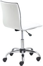 BTEXPERT Swivel Mid Back Armless Ribbed Task Leather Chair, White upholstery and Chrome