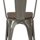 Industrial Antique Gunmetal Rustic Distress Dining Cafe Metal Side Chairs - Set of 2