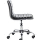 Mid Back Armless Ribbed Task Leather Chair, Black Upholstery/Chrome
