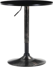 BTEXPERT Industrial Adjustable 27-36" Height Metal Bar Table Swivel Round MDF Wood Top Cocktail Pub Bistro Antique Golden Black Rustic Base