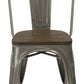 Industrial Antique Gunmetal Rustic Distress Dining Cafe Metal Side Chairs - Set of 2