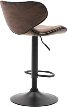 TWO Adjustable Metal upholstered Swivel Vintage Brown Kitchen Dining Bar Counter Stool Chair barstools