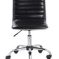 Mid Back Armless Ribbed Task Leather Chair, Black Upholstery/Chrome