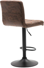 BTEXPERT Adjustable Industrial Metal upholstered Swivel Vintage Brown Rustic Dining Barstool Chair Set of 2, Back