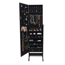 Premium Black Cheval Mirror Jewelry Cabinet Armoire Box Stand Organizer Case