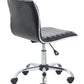 Mid Back Armless Ribbed Task Leather Chair, Black Upholstery/Chrome