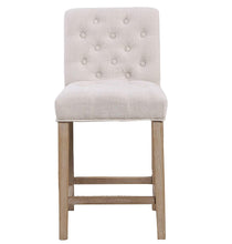 TWO new- Wooden Linen Tufted Counter 26" Bar Stool Chair, Accent Nail Trim Barstool Set of 2