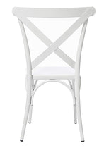 White Cross Back Metal Industrial Modern Vintage Farmhouse Dining Chair, Set of 2
