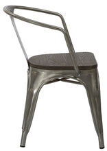 Industrial Gunmetal Rustic Distressed Restaurant Dining Arm Chairs, Set of 2