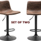 BTExpert Adjustable Metal Upholstered Swivel Vintage Brown Bar Counter Stool Back - Set of 2