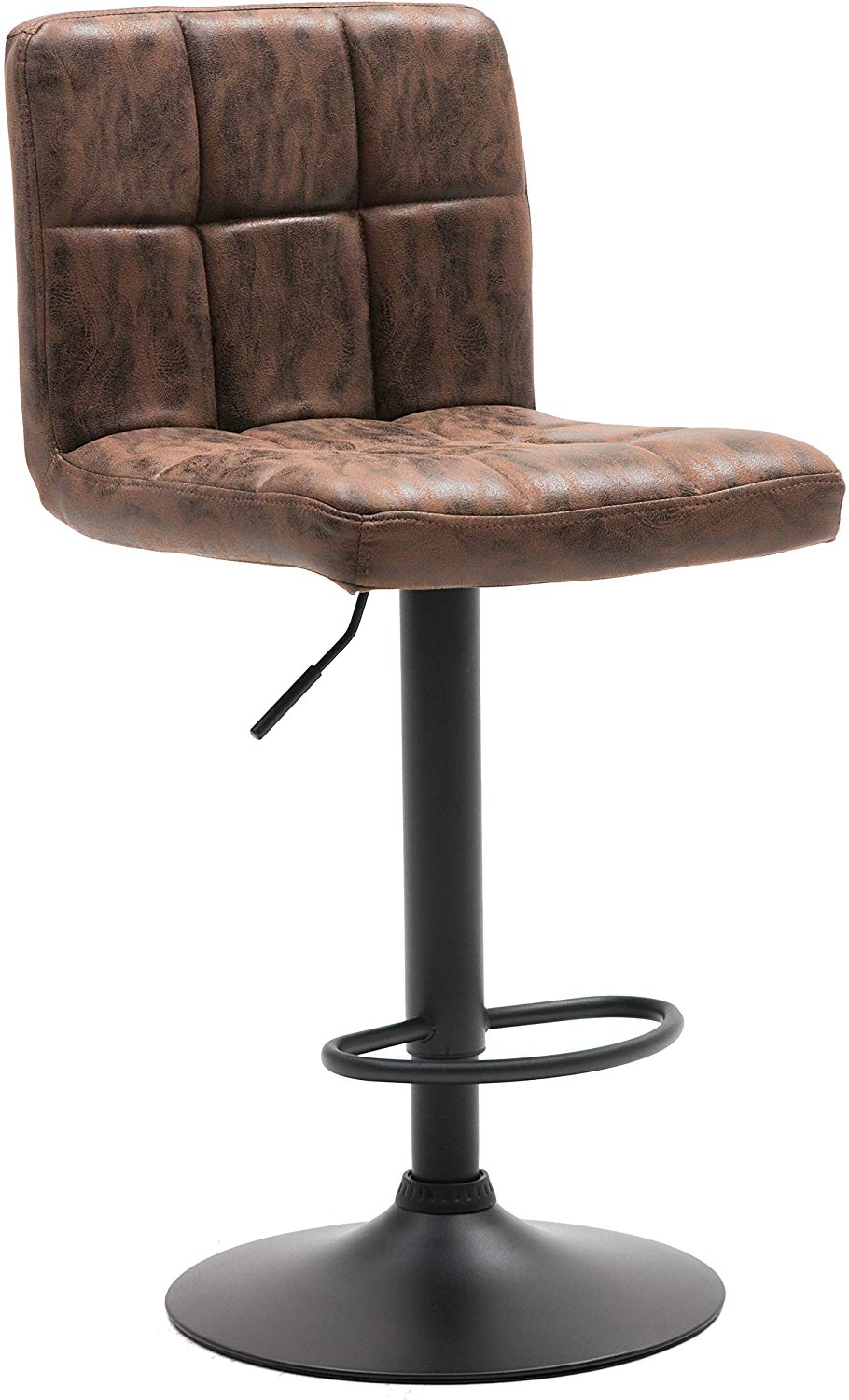 BTExpert Adjustable Industrial Metal Swivel Vintage Brown Rustic Dining Barstool Chair - Set of 2